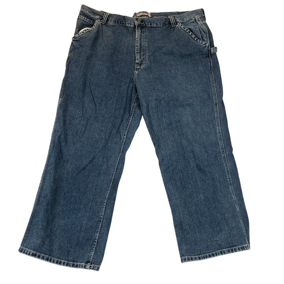 Old Navy Men Painter Jeans 46x30 Blue Denim Medium Wash Relaxed Straight Vintage - Picture 1 of 15